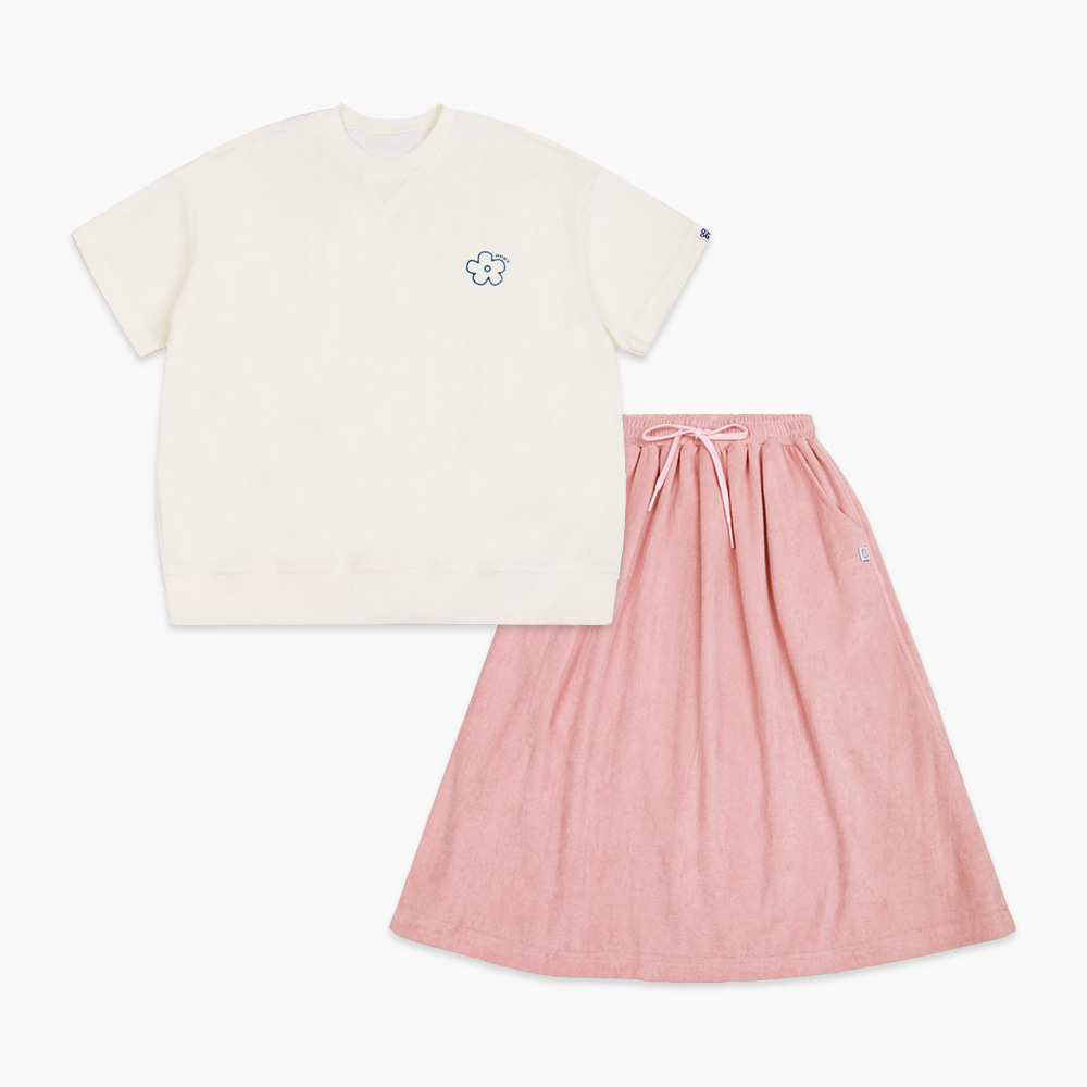 22 S/S OORY Flower skirt set - ivory/pink ( 2차 입고, 당일 발송 )